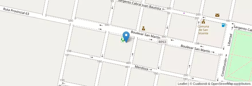 Mapa de ubicacion de Edificio Escuela Nº 6402 "Blas Parera" en 아르헨티나, Santa Fe, Departamento Castellanos, Municipio De San Vicente.