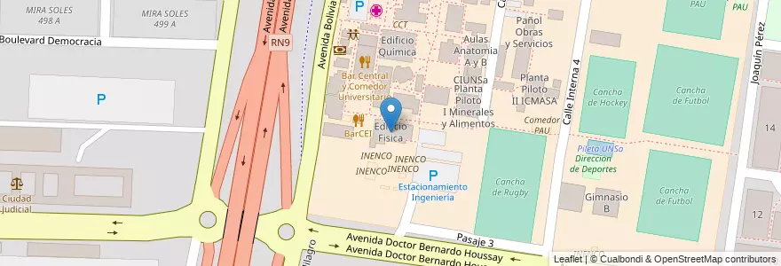 Mapa de ubicacion de Edificio Fisica en Arjantin, Salta, Capital, Municipio De Salta, Salta.