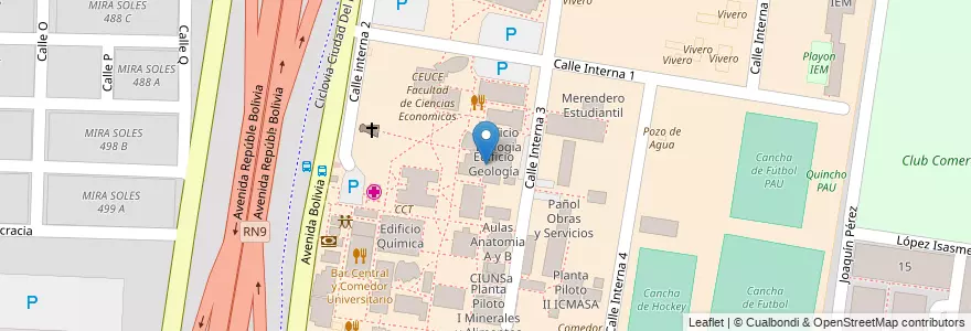 Mapa de ubicacion de Edificio Geología en الأرجنتين, Salta, Capital, Municipio De Salta, Salta.