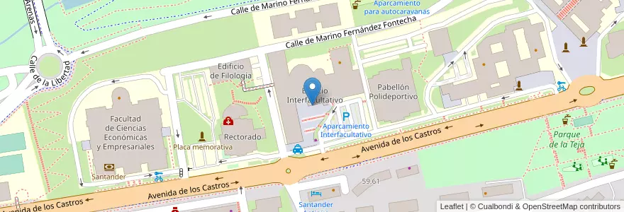 Mapa de ubicacion de Edificio Interfacultativo en إسبانيا, كانتابريا, منطقة كانتابريا, Santander, Santander.