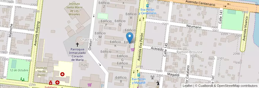 Mapa de ubicacion de Edificio J en آرژانتین, Misiones, Departamento Capital, Municipio De Posadas, Posadas.