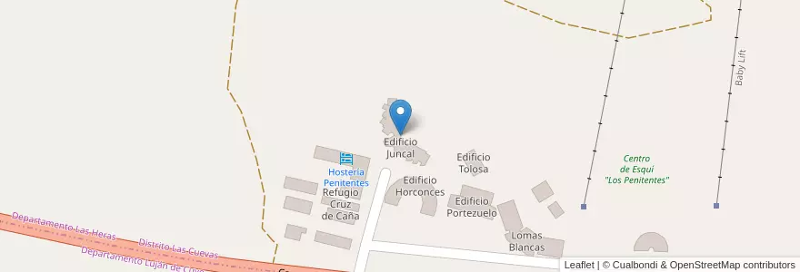 Mapa de ubicacion de Edificio Juncal en Argentina, Cile, Mendoza, Departamento Las Heras, Distrito Las Cuevas.