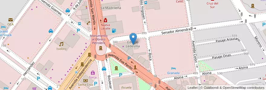 Mapa de ubicacion de Edificio Ledesma en الأرجنتين, محافظة سانتا كروز, تشيلي, Mercado De La Ciudad, Deseado, Caleta Olivia.