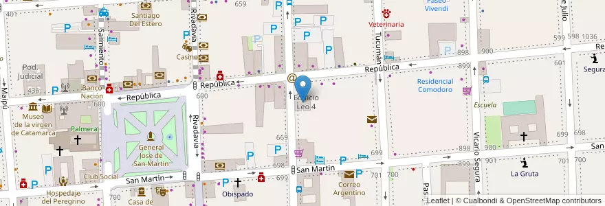 Mapa de ubicacion de Edificio Leo 4 en Argentinië, Catamarca, Departamento Capital, Municipio De San Fernando Del Valle De Catamarca, San Fernando Del Valle De Catamarca.