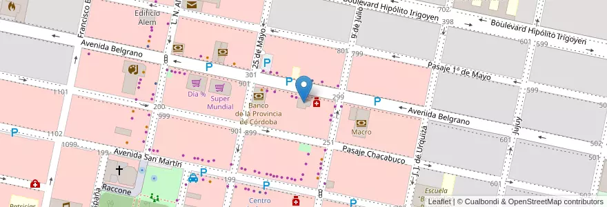 Mapa de ubicacion de Edificio Marcos Juárez en الأرجنتين, Córdoba, Departamento Marcos Juárez, Pedanía Espinillos, Municipio De Marcos Juárez.