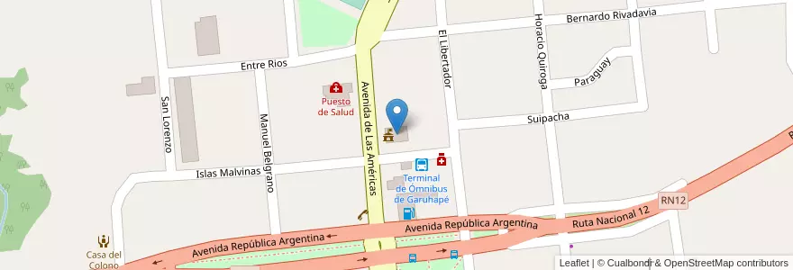 Mapa de ubicacion de Edificio Municipal en 아르헨티나, Misiones, Departamento Libertador General San Martín, Municipio De Garuhapé.