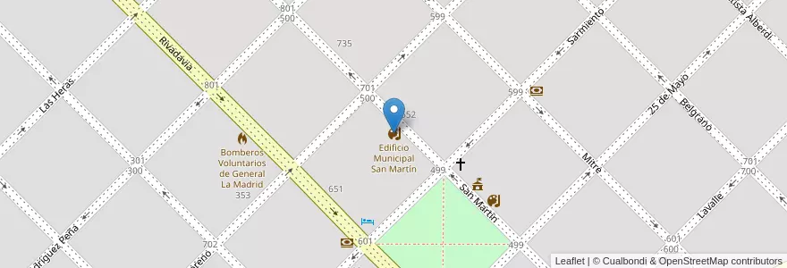 Mapa de ubicacion de Edificio Municipal San Martín en Argentine, Province De Buenos Aires, Partido De General Lamadrid, General Lamadrid.