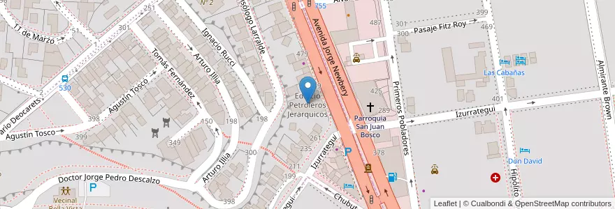 Mapa de ubicacion de Edificio Petroleros Jerarquicos en الأرجنتين, محافظة سانتا كروز, تشيلي, Mirador, Deseado, Caleta Olivia.