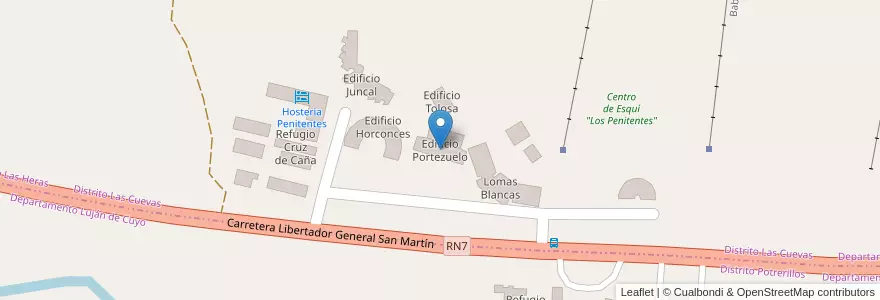 Mapa de ubicacion de Edificio Portezuelo en Argentinien, Chile, Mendoza, Departamento Las Heras, Distrito Las Cuevas.