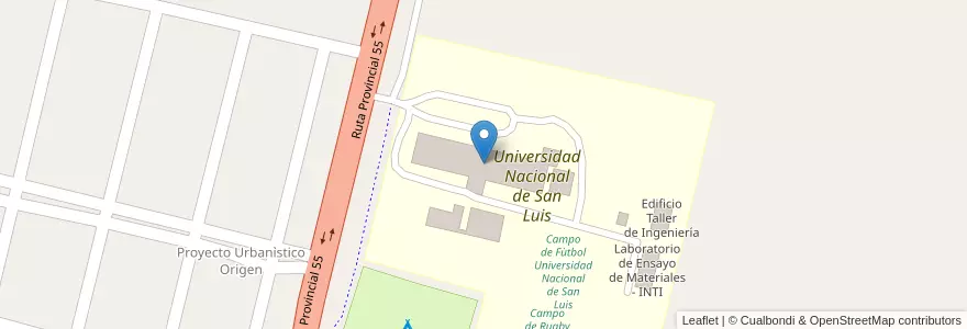 Mapa de ubicacion de Edificio Principal Campus Universitario en آرژانتین, San Luis, General Pedernera, Municipio De Villa Mercedes.
