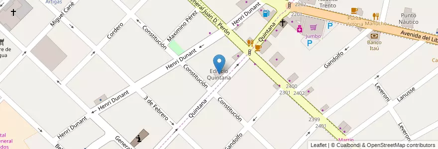 Mapa de ubicacion de Edificio Quintana en アルゼンチン, ブエノスアイレス州, Partido De San Fernando, Victoria.