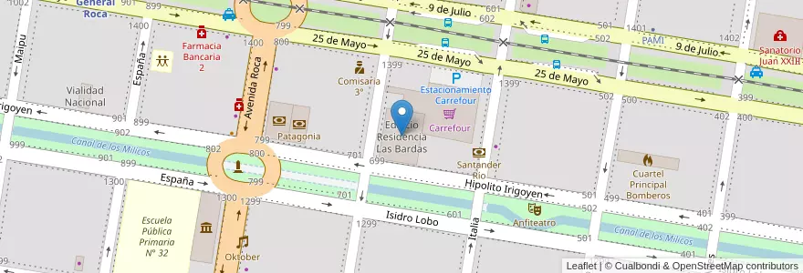 Mapa de ubicacion de Edificio Residencia Las Bardas en アルゼンチン, リオネグロ州, General Roca, Departamento General Roca, General Roca.