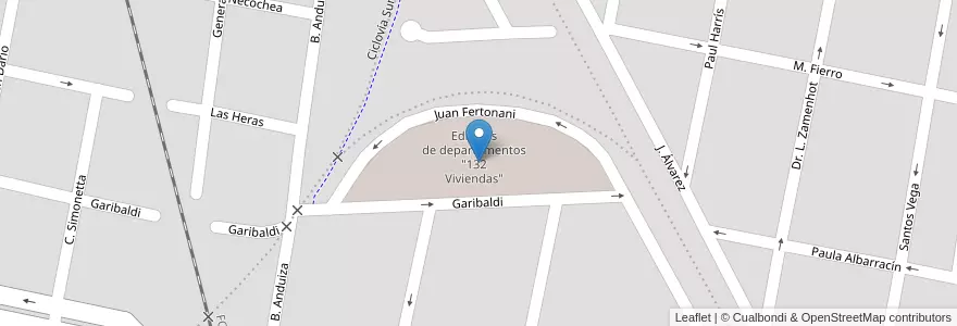 Mapa de ubicacion de Edificios de departamentos "132 Viviendas" en Argentinien, Santa Fe, Departamento Castellanos, Municipio De Rafaela.