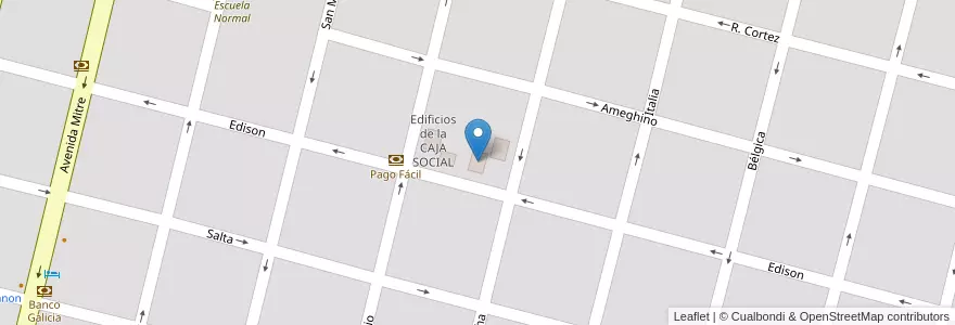 Mapa de ubicacion de Edificios de la CAJA SOCIAL en 阿根廷, San Luis, General Pedernera, Villa Mercedes, Municipio De Villa Mercedes.