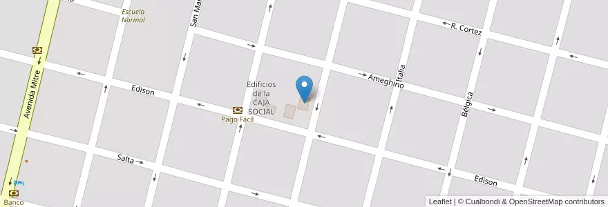 Mapa de ubicacion de Edificios de la CAJA SOCIAL en Argentina, San Luis, General Pedernera, Villa Mercedes, Municipio De Villa Mercedes.