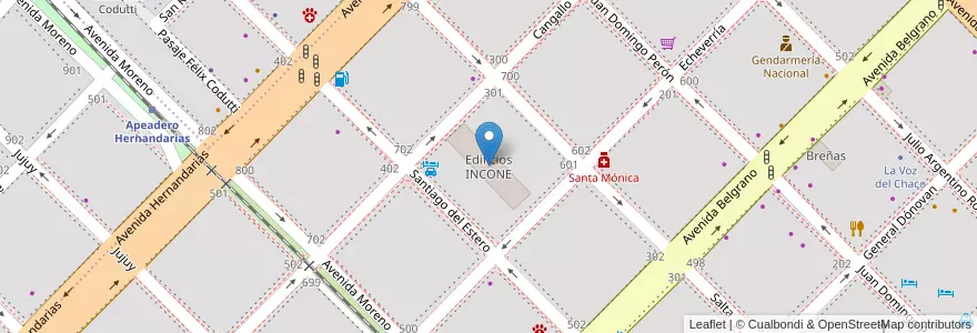 Mapa de ubicacion de Edificios INCONE en アルゼンチン, チャコ州, Departamento San Fernando, Resistencia, Resistencia.