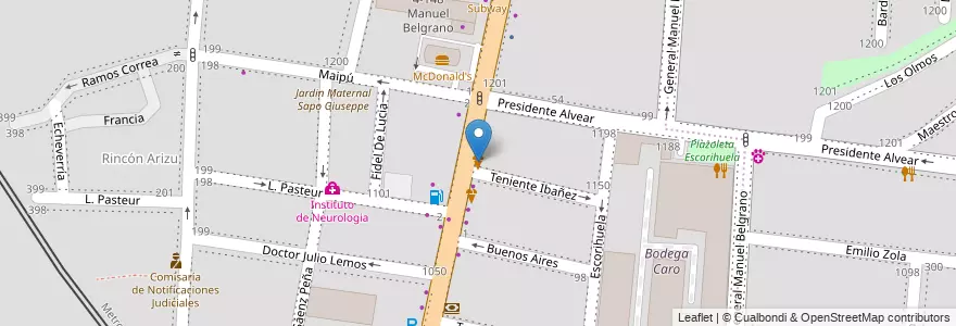 Mapa de ubicacion de Eduardo III en Argentinien, Chile, Mendoza, Godoy Cruz, Departamento Godoy Cruz, Distrito Ciudad De Godoy Cruz.
