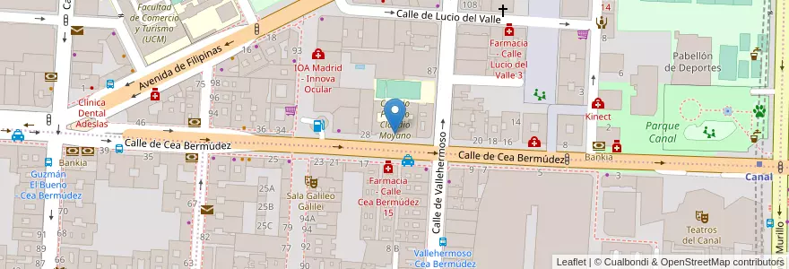 Mapa de ubicacion de E.E. Alteraciones Graves Desarrollo en 스페인, Comunidad De Madrid, Comunidad De Madrid, Área Metropolitana De Madrid Y Corredor Del Henares, 마드리드.