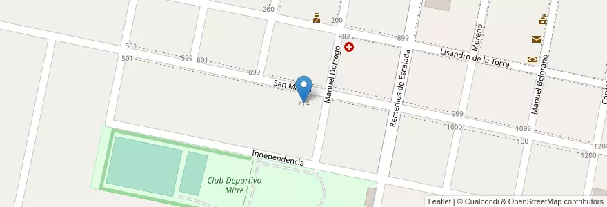 Mapa de ubicacion de E.E. Técnico Profesional Nro 301 Mariano Moreno en الأرجنتين, سانتا في, Departamento San Martín, Municipio De Landeta.