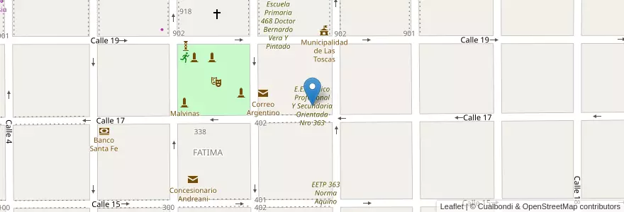 Mapa de ubicacion de E.E. Técnico Profesional Y Secundaria Orientada Nro 363 en Argentinien, Santa Fe, Departamento General Obligado, Municipio De Las Toscas.
