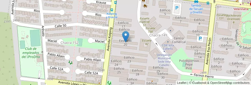 Mapa de ubicacion de Eedificio 20 en Argentinië, Misiones, Departamento Capital, Municipio De Posadas, Posadas.