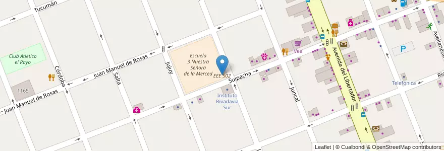 Mapa de ubicacion de EEE 502 en الأرجنتين, بوينس آيرس, Partido De Merlo, Merlo.
