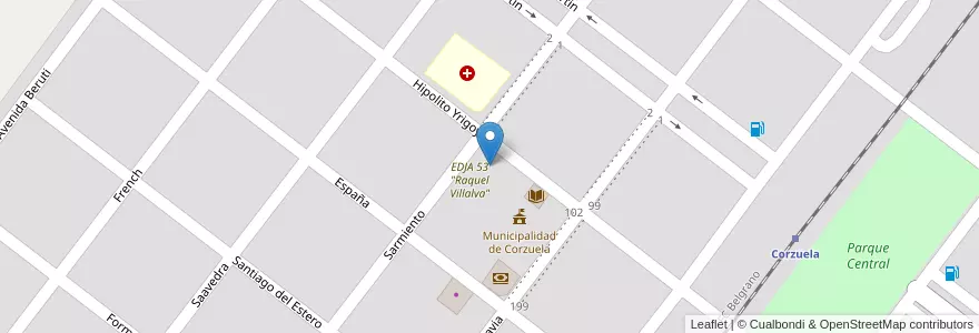 Mapa de ubicacion de E.E.E N° 24 Leonidas Garcia en 阿根廷, Chaco, Departamento General Belgrano, Municipio De Corzuela, Corzuela.