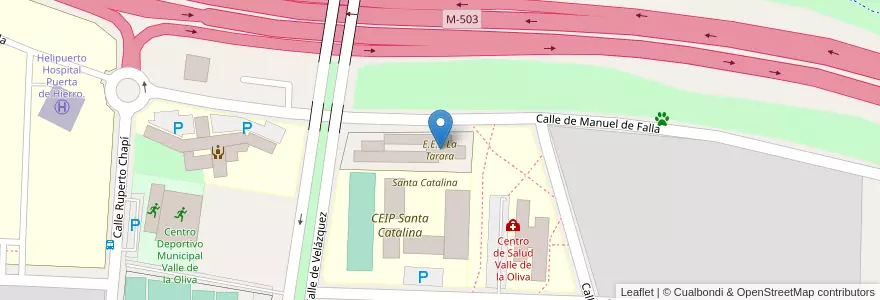 Mapa de ubicacion de E.E.I. La Tarara en إسبانيا, منطقة مدريد, منطقة مدريد, Área Metropolitana De Madrid Y Corredor Del Henares, Majadahonda.
