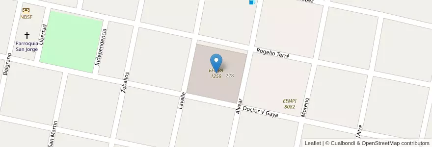 Mapa de ubicacion de EEMPA 1259 en アルゼンチン, サンタフェ州, Departamento Caseros, Municipio De Berabevú.