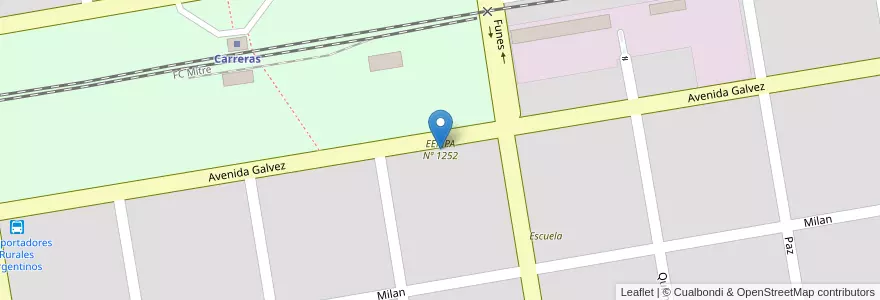 Mapa de ubicacion de EEMPA Nª 1252 en Argentina, Santa Fe, Departamento General López, Municipio De Carreras.