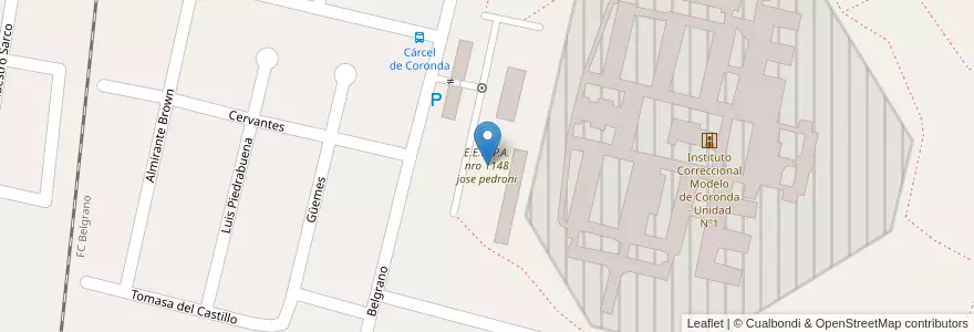 Mapa de ubicacion de E.E.M.P.A. nro 1148 jose pedroni en الأرجنتين, سانتا في, Departamento San Jerónimo, Municipio De Coronda.