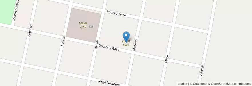 Mapa de ubicacion de EEMPI 8082 en Arjantin, Santa Fe, Departamento Caseros, Municipio De Berabevú.