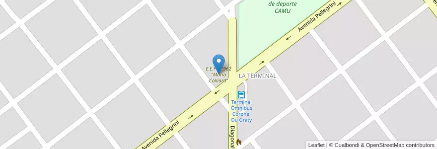 Mapa de ubicacion de E.E.P N°962 "María Colliard" en Аргентина, Чако, Departamento Mayor Luis Jorge Fontana, Municipio De Coronel Du Graty, Coronel Du Graty.