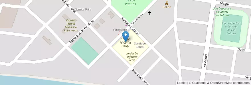 Mapa de ubicacion de E.E.P Nº 16 Carlos Hardy en Argentinien, Chaco, Departamento Bermejo, La Leonesa - Las Palmas, Municipio De Las Palmas.