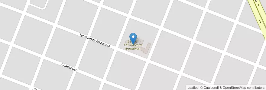 Mapa de ubicacion de E.E.P. Nº 179 -Docentes Argentinos- en الأرجنتين, Chaco, Departamento Veinticinco De Mayo, Municipio De Machagai, Machagai.