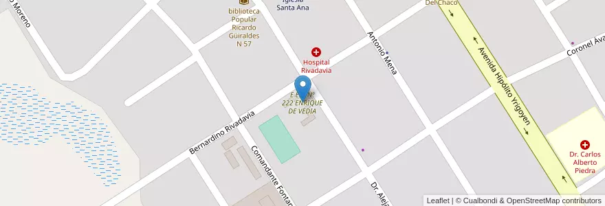 Mapa de ubicacion de E.E.P. Nº 222 ENRIQUE DE VEDIA en Argentinien, Chaco, Departamento Sargento Cabral, Municipio De Colonias Unidas, Colonias Unidas.
