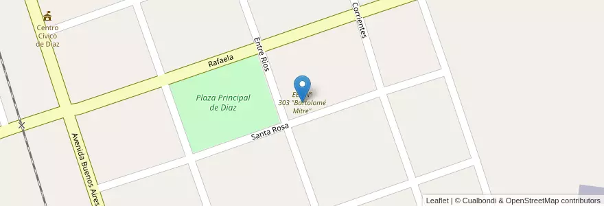 Mapa de ubicacion de EEP Nº 303 "Bartolomé Mitre" en 阿根廷, Santa Fe, Departamento San Jerónimo, Municipio De Díaz.