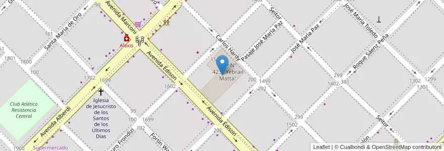 Mapa de ubicacion de EEP Nº 423 "Yebrail Matta" en Аргентина, Чако, Departamento San Fernando, Ресистенсия, Resistencia.