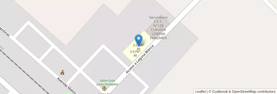 Mapa de ubicacion de E.E.P Nº 86 en アルゼンチン, チャコ州, Departamento Libertad, Municipio De Laguna Blanca, Laguna Blanca.
