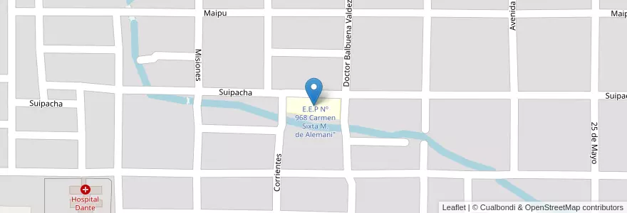 Mapa de ubicacion de E.E.P Nº 968 Carmen Sixta M. de ALemani. en 阿根廷, Chaco, Departamento Libertador General San Martín, Municipio De Pampa Del Indio.