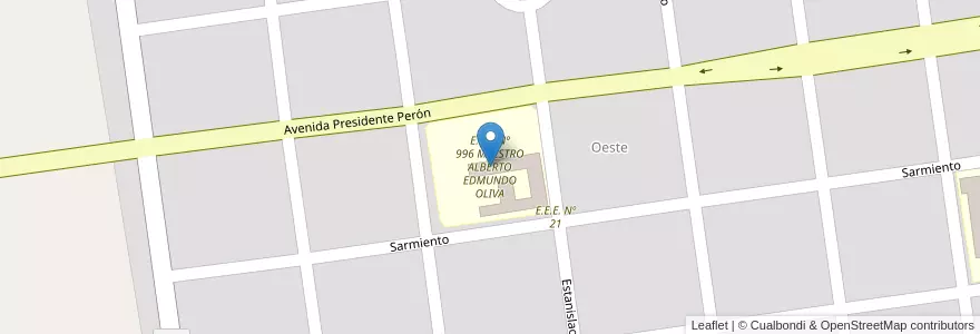 Mapa de ubicacion de E.E.P. Nº 996 MAESTRO ALBERTO EDMUNDO OLIVA en Аргентина, Чако, Departamento Maipú, Municipio De Tres Isletas, Tres Isletas.