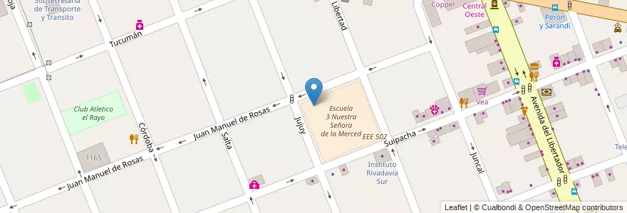 Mapa de ubicacion de EES 16 " Manuel Belgrano" en آرژانتین, استان بوئنوس آیرس, Partido De Merlo, Merlo.