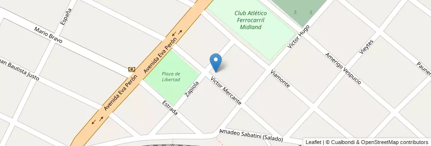 Mapa de ubicacion de EES N° 4 en 阿根廷, 布宜诺斯艾利斯省, Partido De Merlo, Libertad.