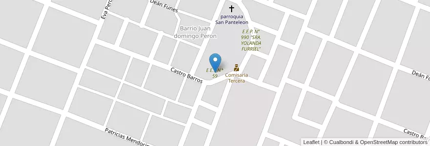 Mapa de ubicacion de E.E.S N* 59 en 아르헨티나, Chaco, Departamento Comandante Fernández, Municipio De Presidencia Roque Sáenz Peña, Presidencia Roque Sáenz Peña.
