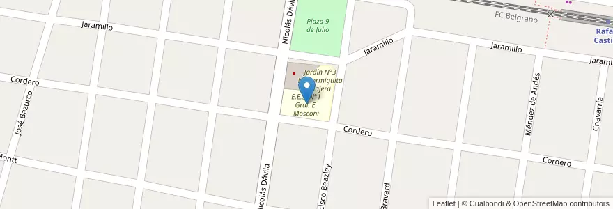 Mapa de ubicacion de E.E.S. N°1 Gral. E. Mosconi en Argentina, Buenos Aires, Partido De La Matanza, Rafael Castillo.