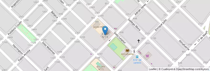 Mapa de ubicacion de E.E.S. N°19 en Arjantin, Buenos Aires, Partido De Bahía Blanca, Bahía Blanca.
