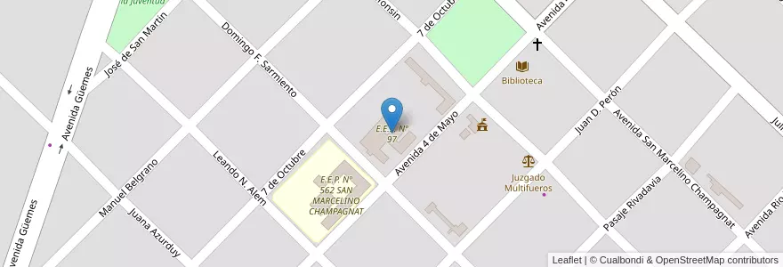 Mapa de ubicacion de E.E.S. Nº 97 en Аргентина, Чако, Departamento General Güemes, Municipio De Misión Nueva Pompeya, Misión Nueva Pompeya.