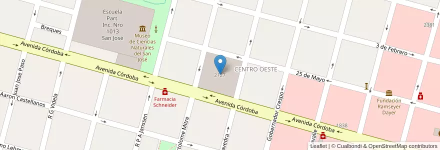 Mapa de ubicacion de E.E.S. Orientada Part. Inc. 8076 Nuestra Señora Del Huerto en 阿根廷, Santa Fe, Departamento Las Colonias, Municipio De Esperanza, Esperanza.