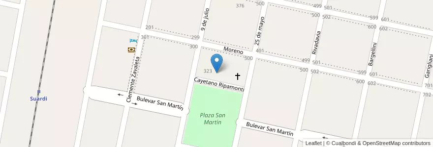 Mapa de ubicacion de E.E.S. Orientada Part. Inc. Nro 8091 José Manuel Estrada en Argentina, Santa Fe, Departamento San Cristóbal, Municipio De Suardi.