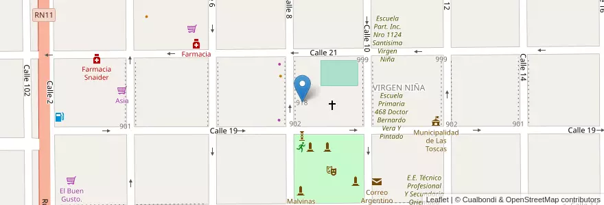 Mapa de ubicacion de E.E.S. Orientada Part. Inc. Nro 8125 José Manuel Estrada en آرژانتین, سانتافه, Departamento General Obligado, Municipio De Las Toscas.